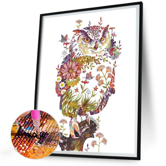 Blossom Owl - Full Round Drill Diamond Painting 30*40CM