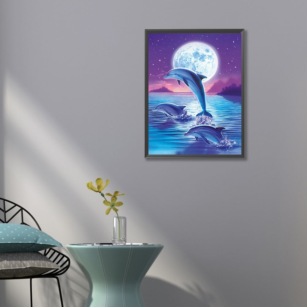 Jumping Dolphin - Full Round Drill Diamond Painting 50*60CM