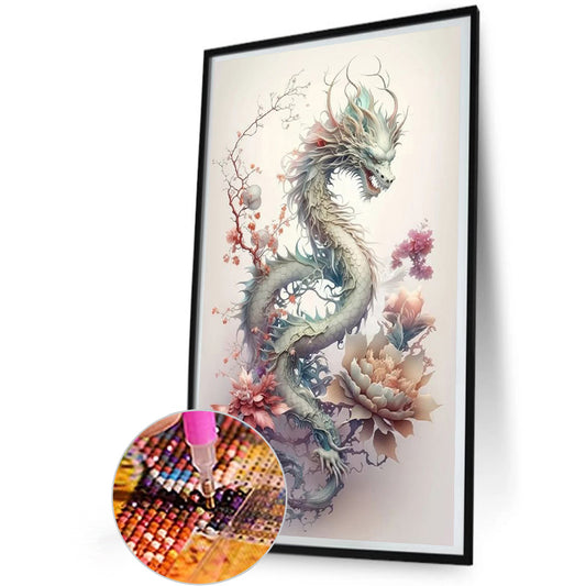 Dragon And Flower - Full Square Drill Diamond Painting 30*50CM
