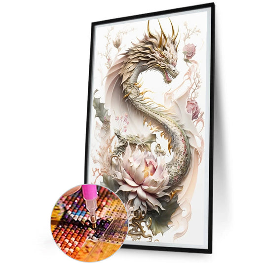 Dragon And Flower - Full Square Drill Diamond Painting 30*50CM