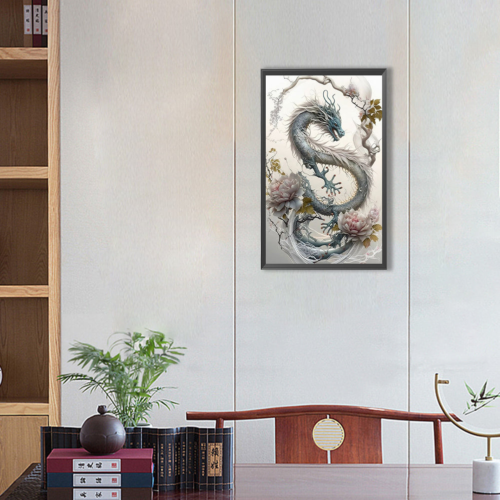 Dragon And Flower - Full Square Drill Diamond Painting 30*50CM