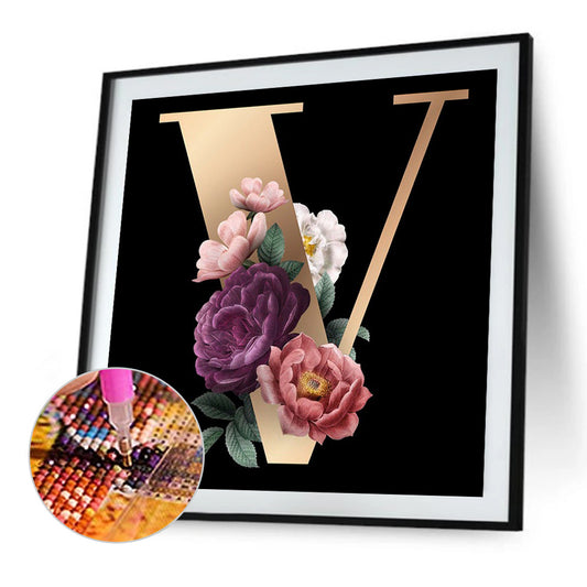 Letter V - Full Square Drill Diamond Painting 45*45CM