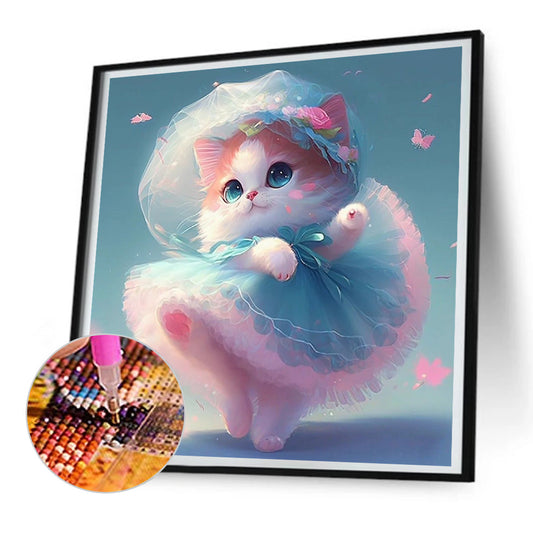 Dancing Cat - Full Round Drill Diamond Painting 30*30CM