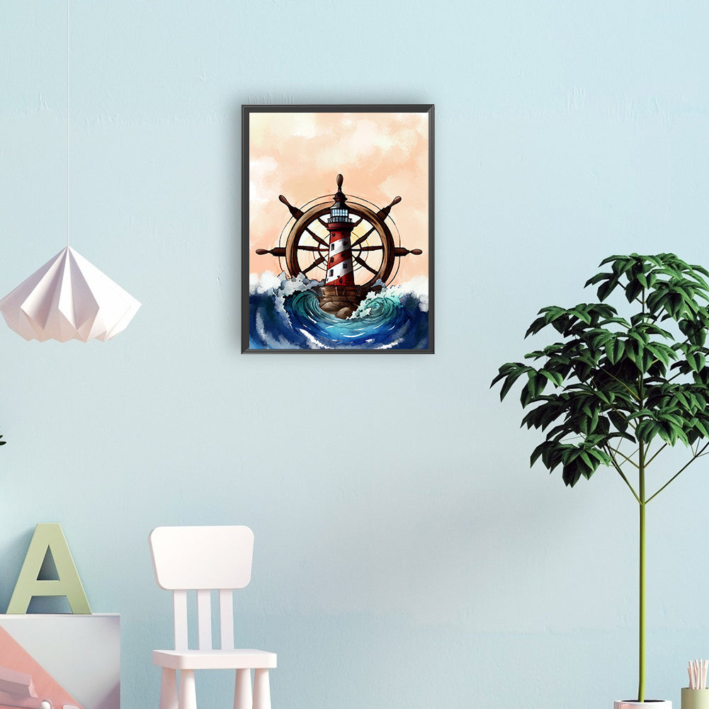 Wheel Lighthouse - Full Round Drill Diamond Painting 30*40CM