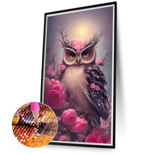 Shiny Owl - Full Round Drill Diamond Painting 40*70CM