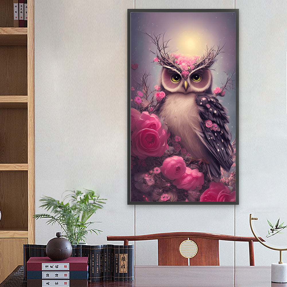 Shiny Owl - Full Round Drill Diamond Painting 40*70CM