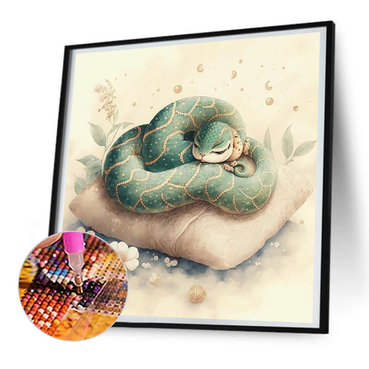 Green Snake - Full Round Drill Diamond Painting 30*30CM