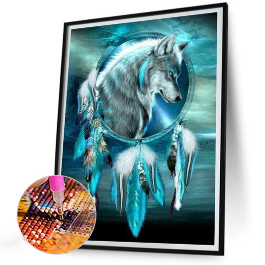 Wolf Head Dream Catcher - Full Round Drill Diamond Painting 30*40CM