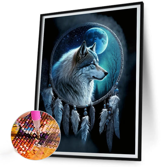 Wolf Head Dream Catcher - Full Round Drill Diamond Painting 30*40CM