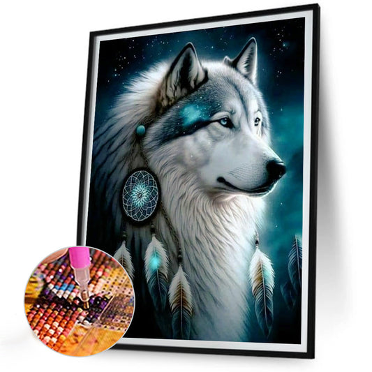 Wolf Head Dream Catcher - Full Round Drill Diamond Painting 30*40CM