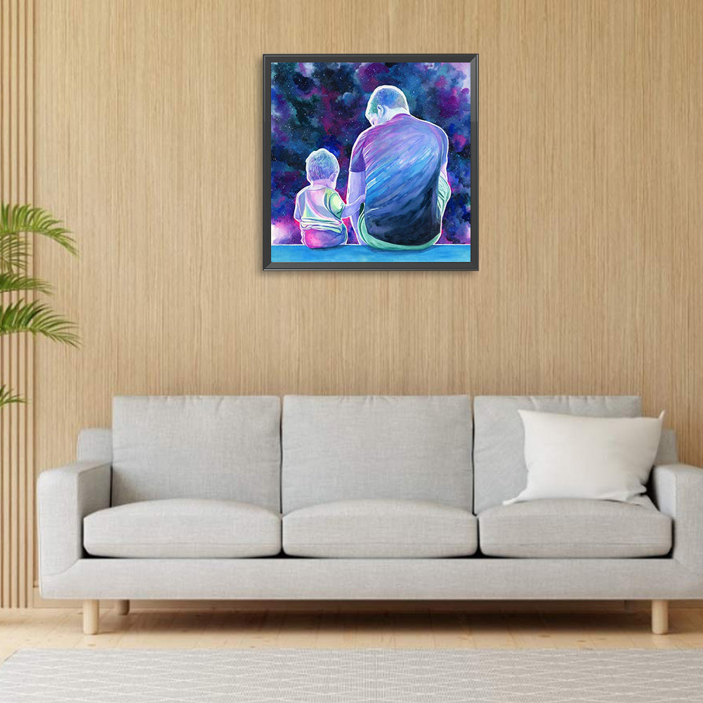 Parent-Child Time Father'S Day - Full Round Drill Diamond Painting 30*30CM