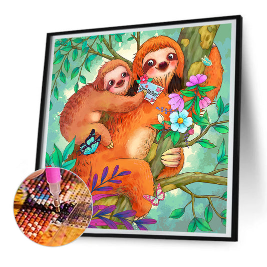 Sloth Mother And Child - Full Round Drill Diamond Painting 30*30CM