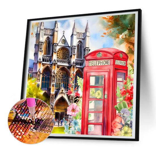 Telephone Booth - Full Round Drill Diamond Painting 30*30CM