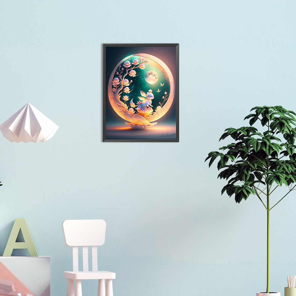 The Elf And The Full Moon - Full Round Drill Diamond Painting 30*40CM