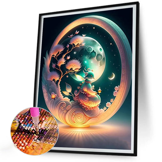 Mouse And Full Moon - Full Round Drill Diamond Painting 30*40CM