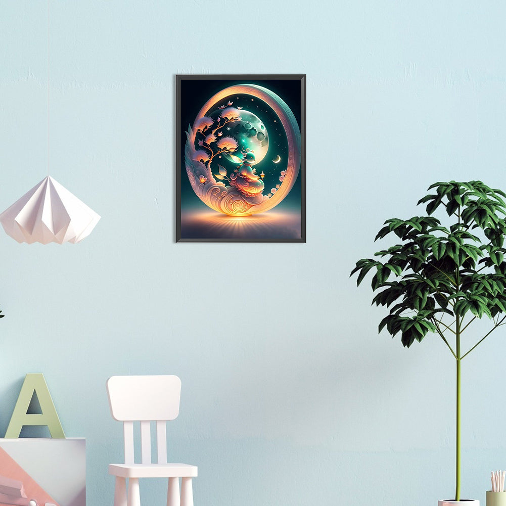 Mouse And Full Moon - Full Round Drill Diamond Painting 30*40CM