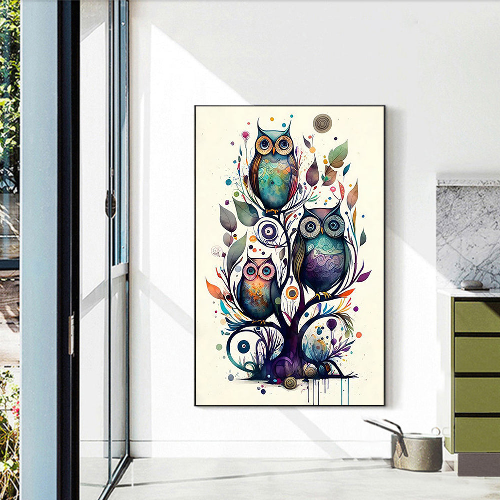 Owl - Full Round Drill Diamond Painting 30*50CM