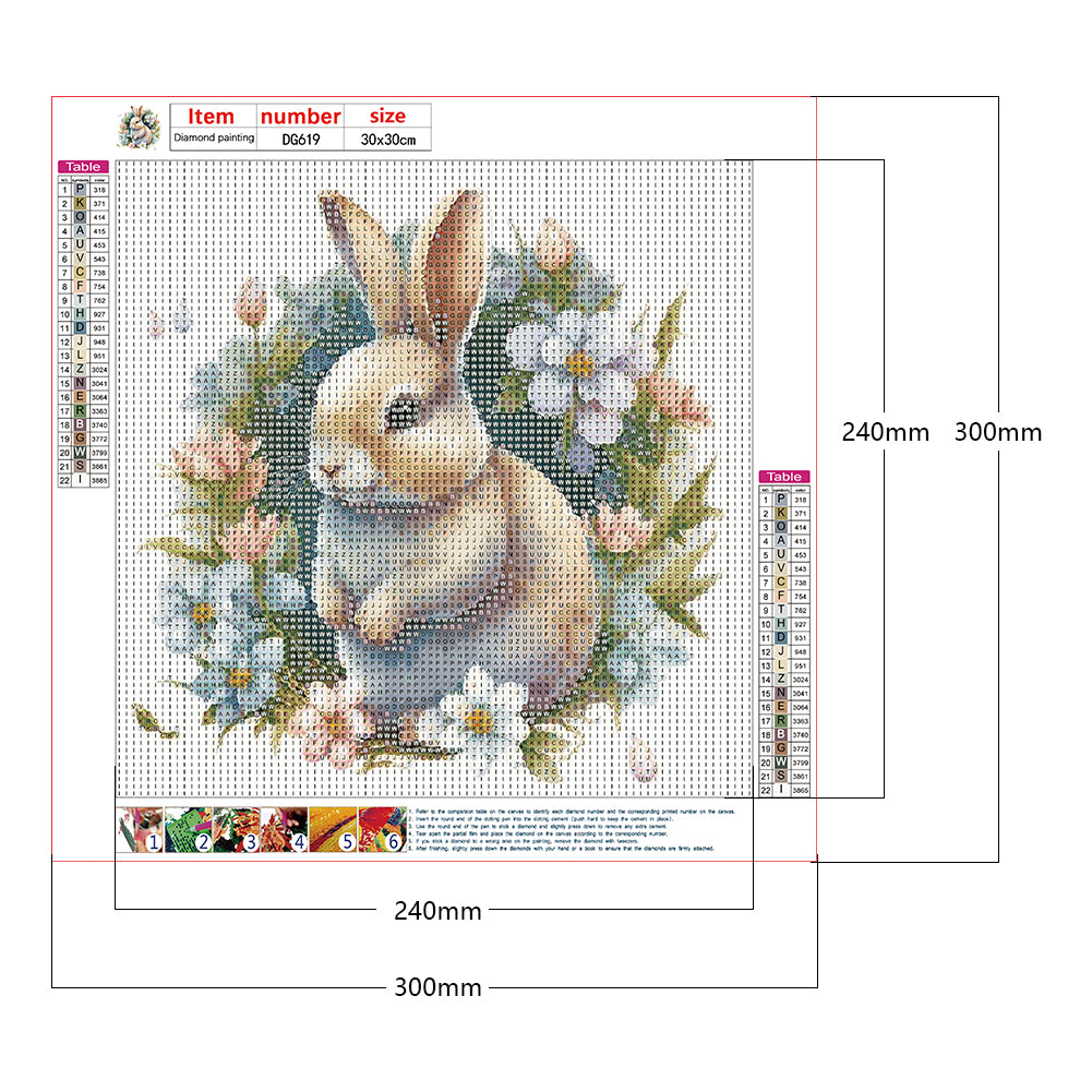 Bunny In The Flowers - Full Round Drill Diamond Painting 30*30CM