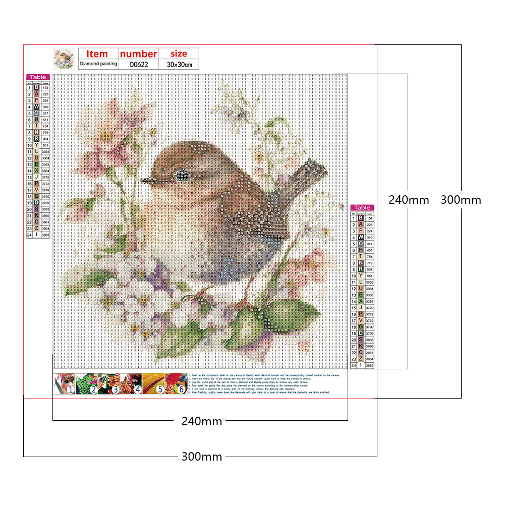 Flower Sparrow - Full Round Drill Diamond Painting 30*30CM