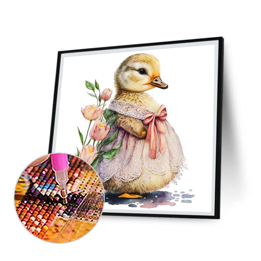 Little Yellow Duck In Skirt - Full Round Drill Diamond Painting 30*30CM