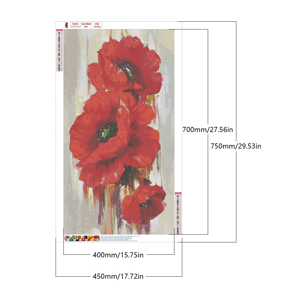 Poppies - Full Round Drill Diamond Painting 40*70CM