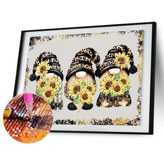 Sunflower Gnome - Full Round Drill Diamond Painting 40*30CM