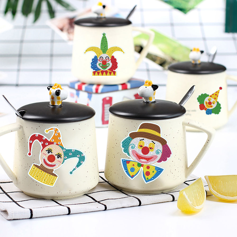 4pcs Diamond Mosaic Sticker Art Crafts Clown DIY for Kids Beginner Children Gift