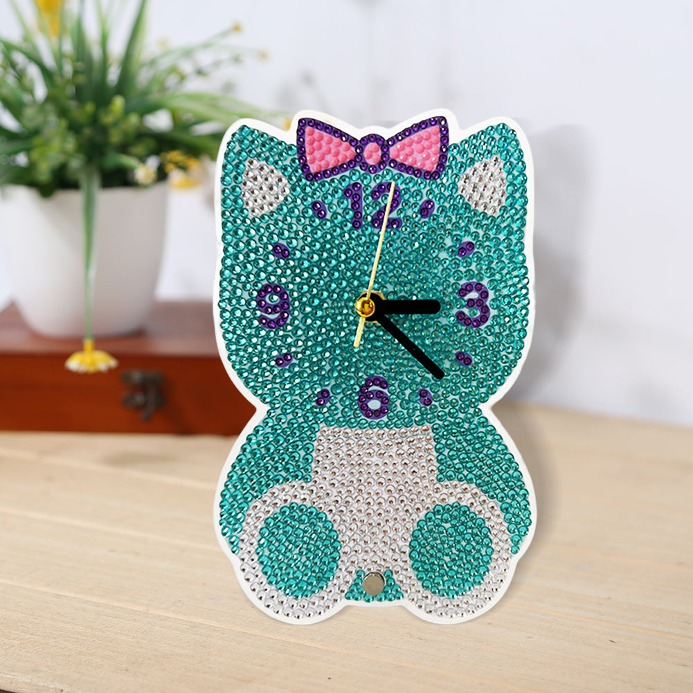 DIY Crystal Diamond Clock Art Craft Set 5D Diamond Art Mosaic Clock Cartoon Gift