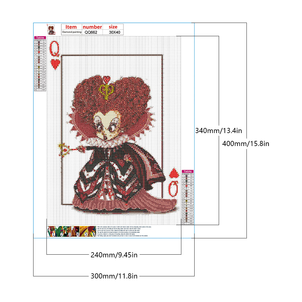 Queen Of Hearts - Full Round Drill Diamond Painting 30*40CM