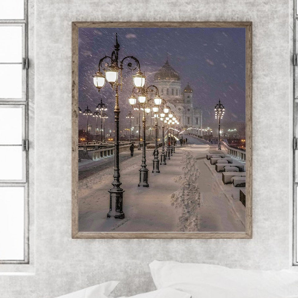 Winter Street - Full Round Drill Diamond Painting 50*60CM