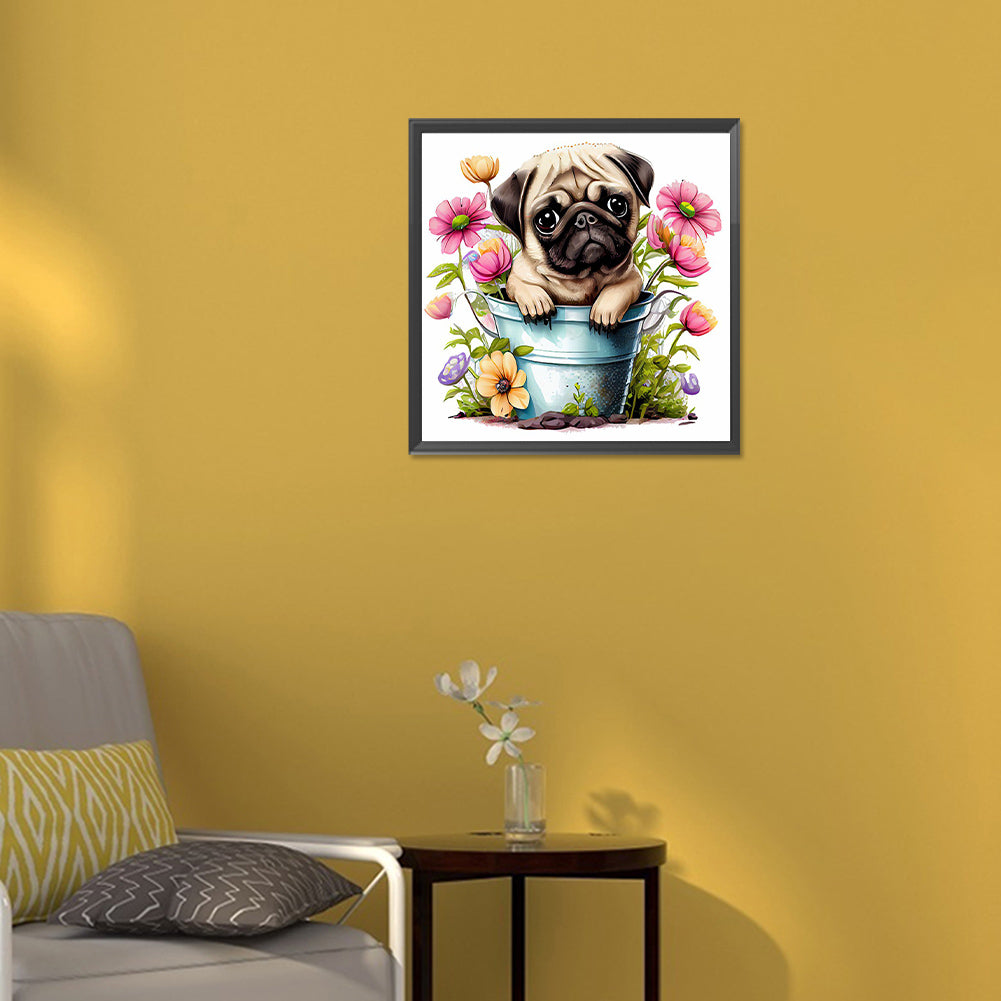 Pug Dog - Full Round Drill Diamond Painting 30*30CM