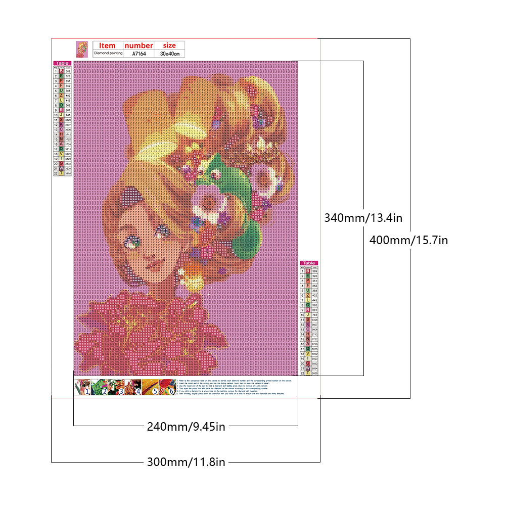 Princess Rapunzel - Full Round Drill Diamond Painting 30*40CM