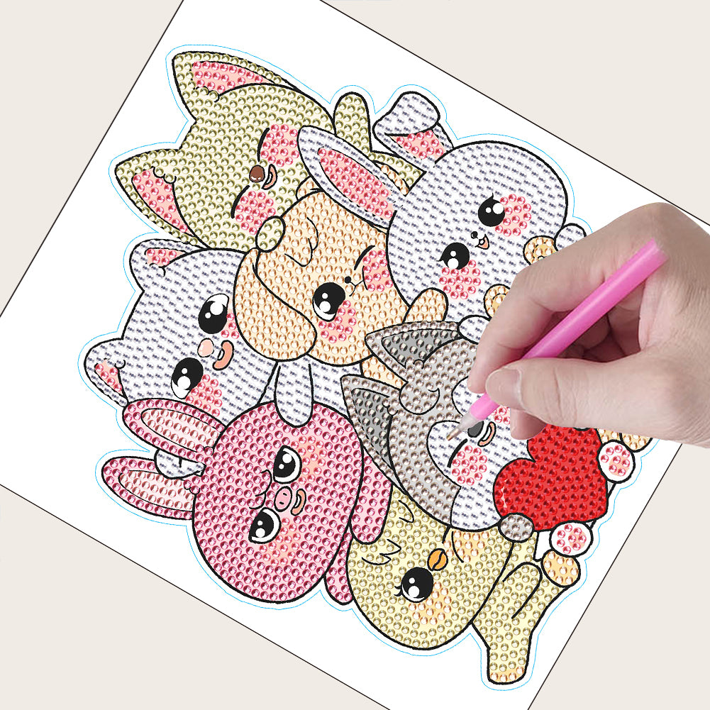 Animal Diamond Mosaic Sticker Handmade DIY for Kids Beginner Diamond Art Sticker