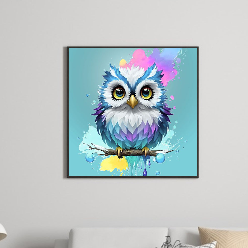 Owl Under Paint - Full Round Drill Diamond Painting 30*30CM