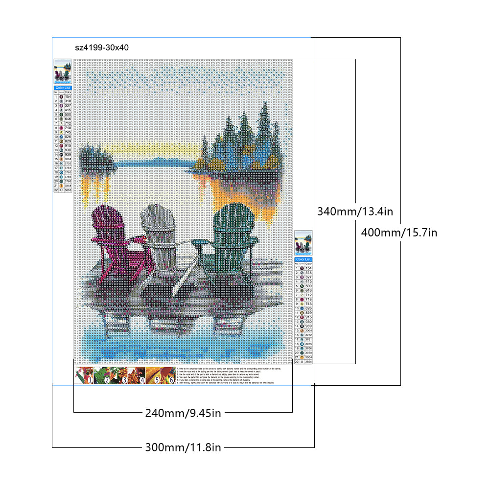Beach Chair - Full Round Drill Diamond Painting 30*40CM