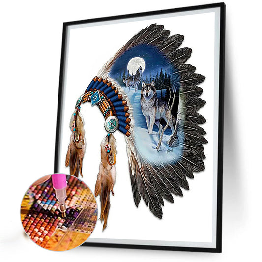 Indian Headdress - Full Square Drill Diamond Painting 30*40CM