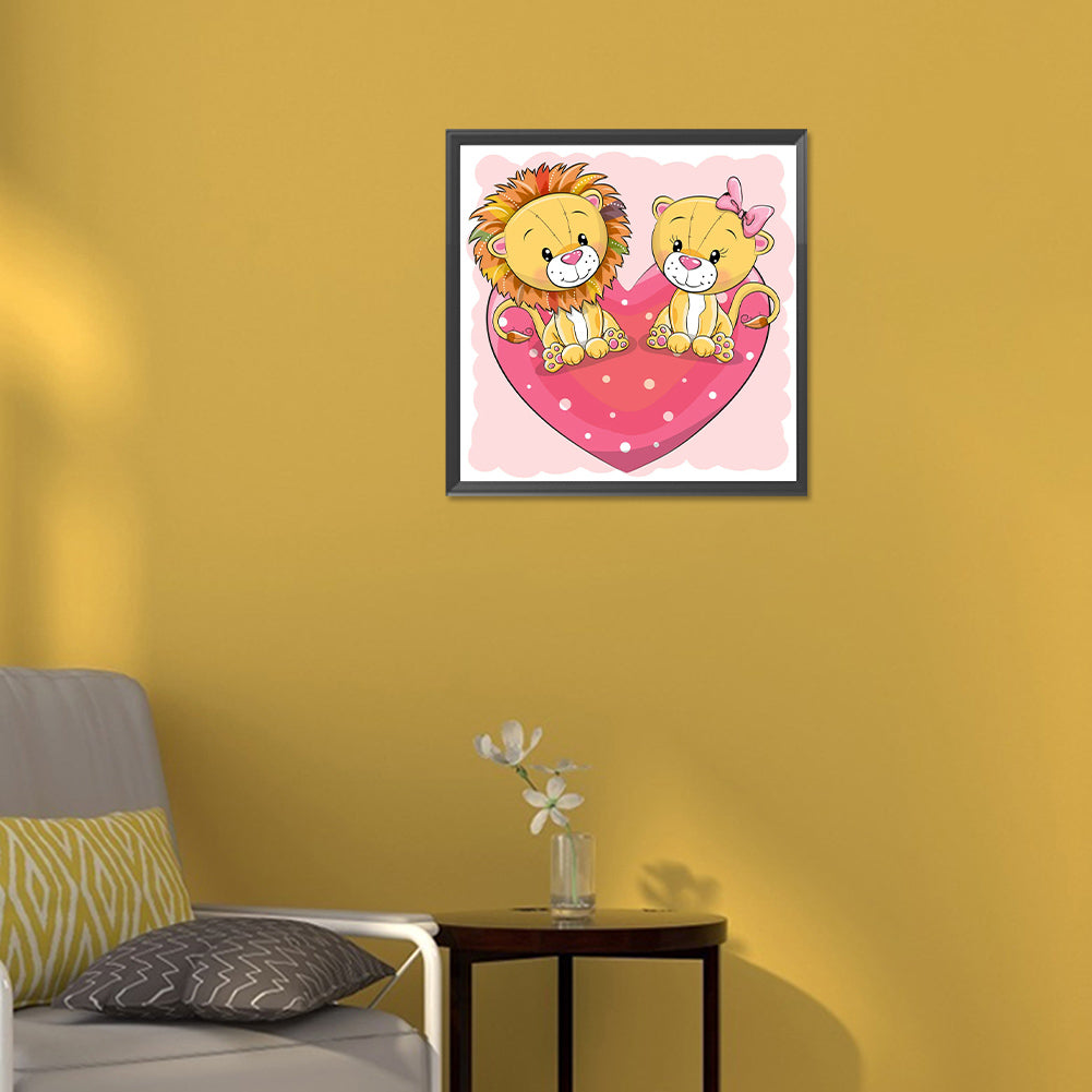 Love Lion - Full Round Drill Diamond Painting 30*30CM