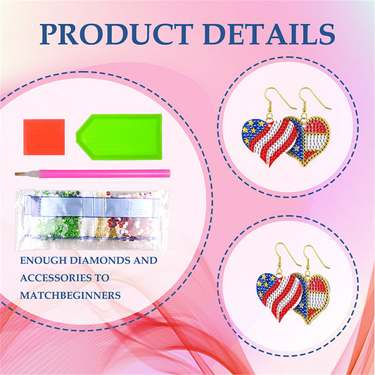 DIY 2 Pairs Diamond Painting Earrings Special Shaped Double Sided Jewelry