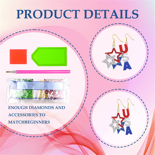 DIY 2 Pairs Diamond Painting Earrings Special Shaped Double Sided Jewelry