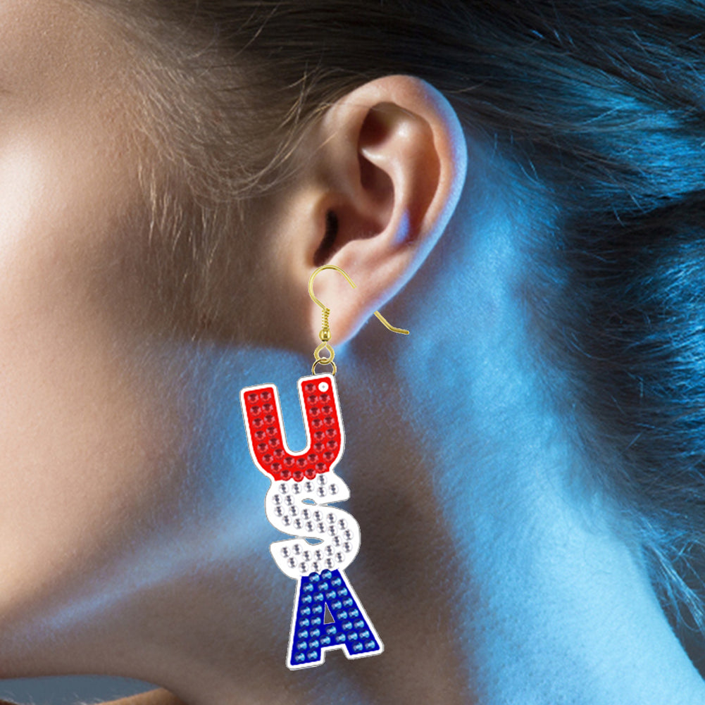 DIY 2 Pairs Diamond Painting Earrings Special Shaped Double Sided Jewelry