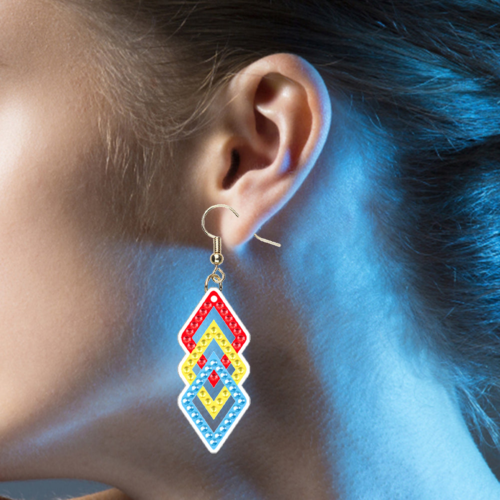 DIY 2 Pairs Diamond Painting Earrings Special Shaped Double Sided Jewelry