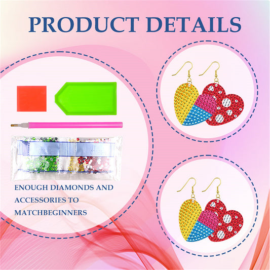 DIY 2 Pairs Diamond Painting Earrings Special Shaped Double Sided Jewelry