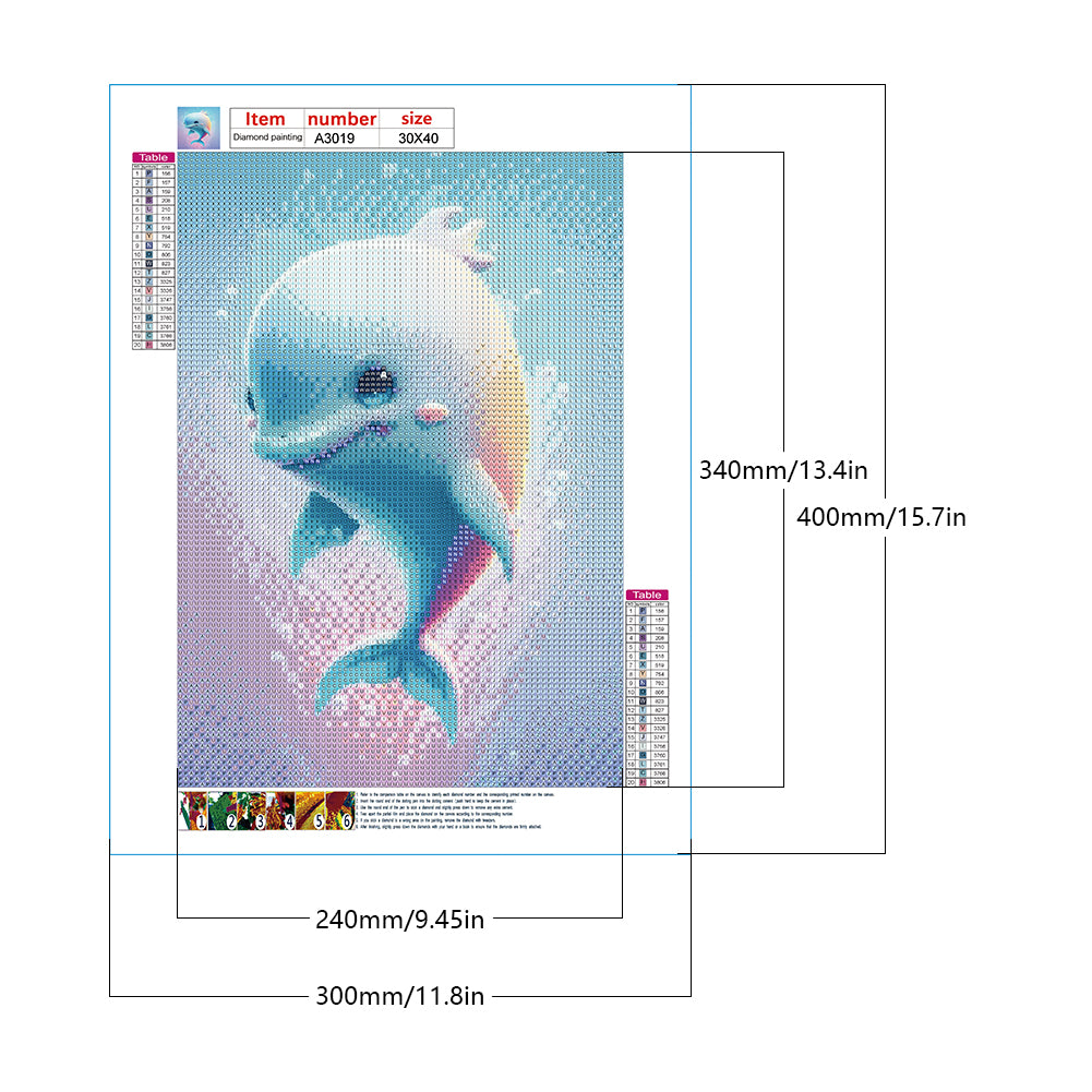 Active Dolphin - Full Round Drill Diamond Painting 30*40CM