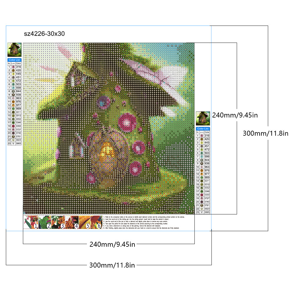 Magical Straw Cottage - Full Round Drill Diamond Painting 30*30CM