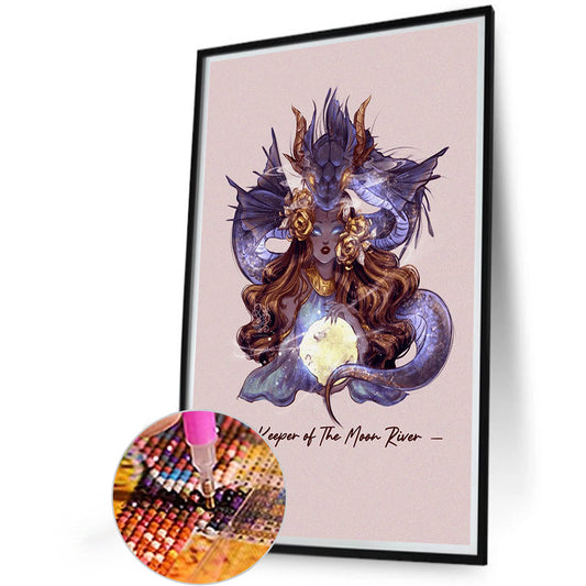 Woman And Dragon - Full Round Drill Diamond Painting 40*60CM