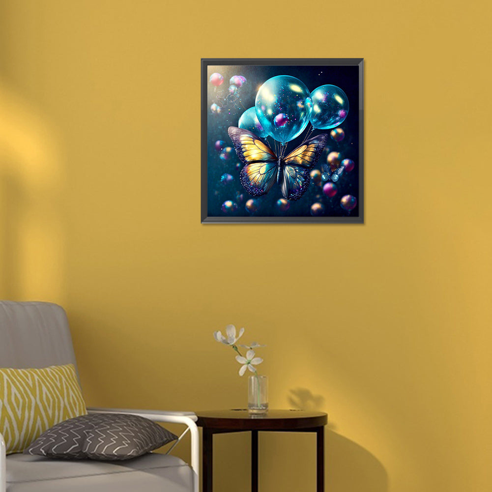 Butterflies And Bubbles - Full Round Drill Diamond Painting 30*30CM