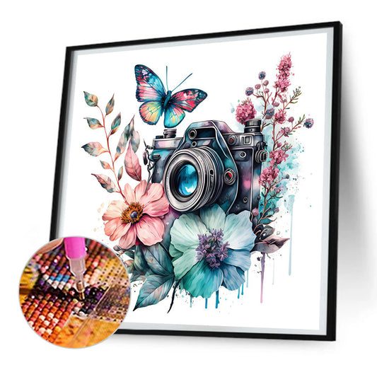 Camera And Butterfly - Full Round Drill Diamond Painting 30*30CM