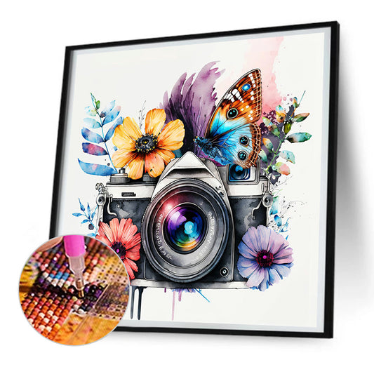Camera And Butterfly - Full Round Drill Diamond Painting 30*30CM