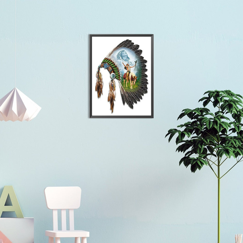 Indian Headdress - Full Square Drill Diamond Painting 20*30CM