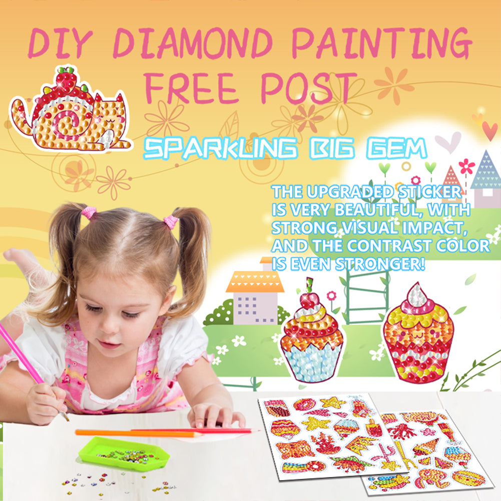 2pcs Gem Sticker Diamond Art 5D Paint by Numbers DIY for Kids Beginner Toys Kits